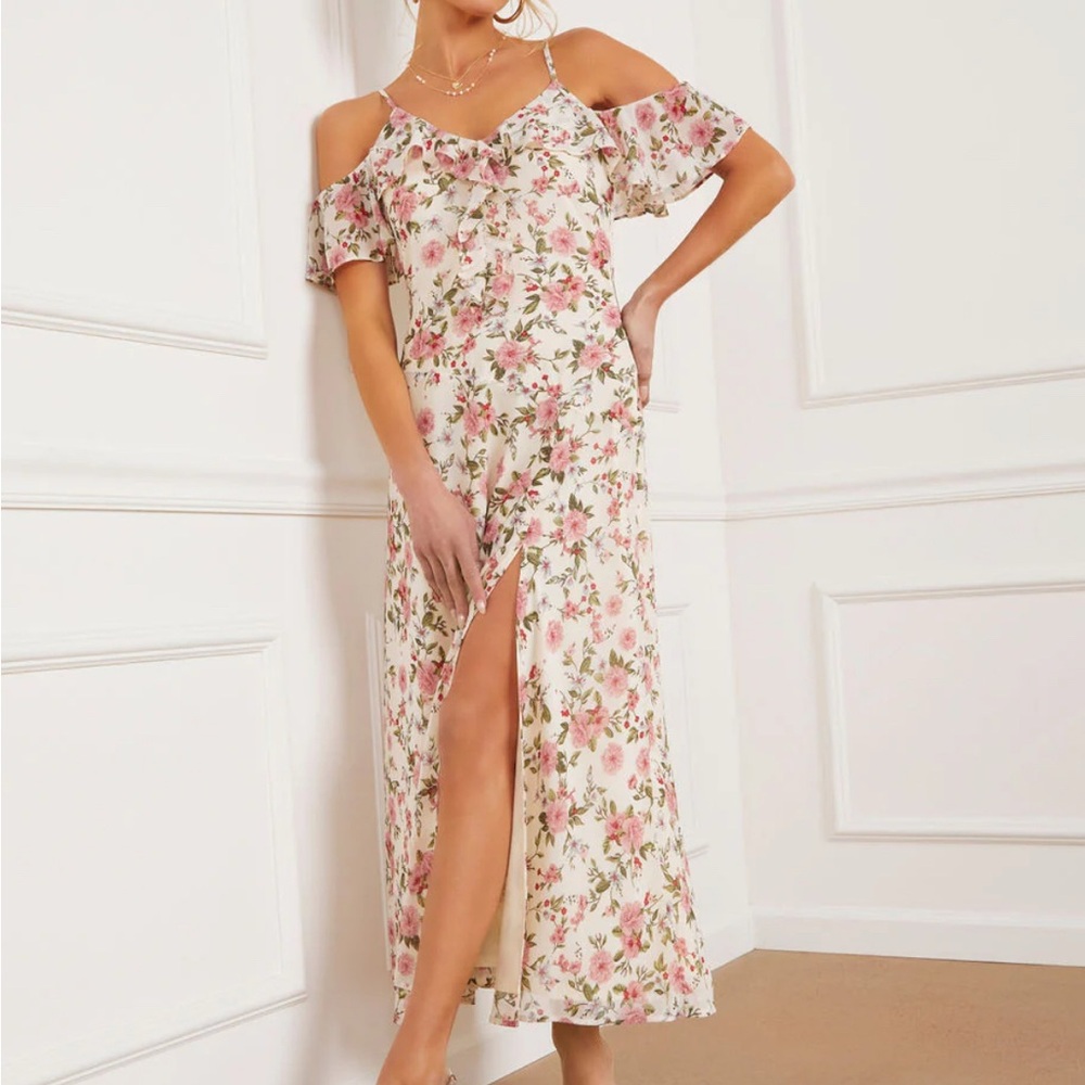 Vici Floral Midi Dress - Pink and Green